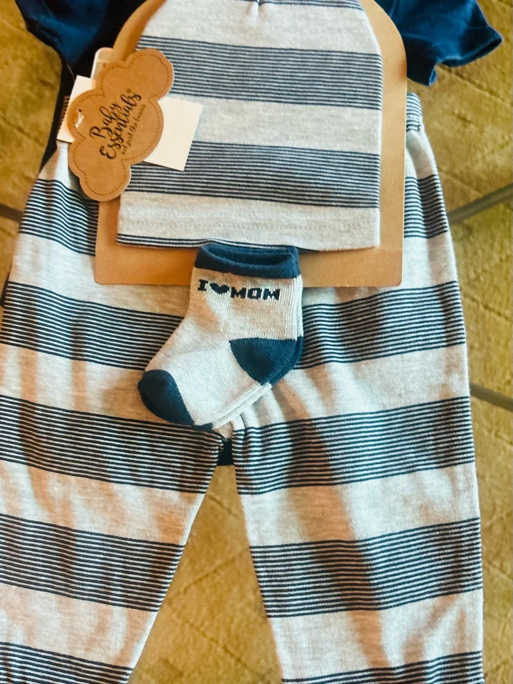 Baby Essentials Navy Blue 'Just A Boy In Love With His Mama' One-Piece Set